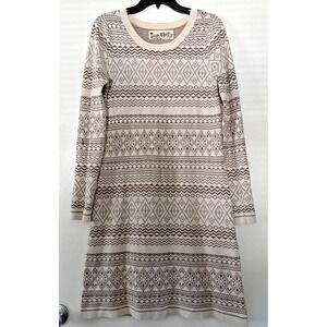 Free People Aventura Sweater Dress Womens M Long Sleeve Knit Diamond Argyle Soft